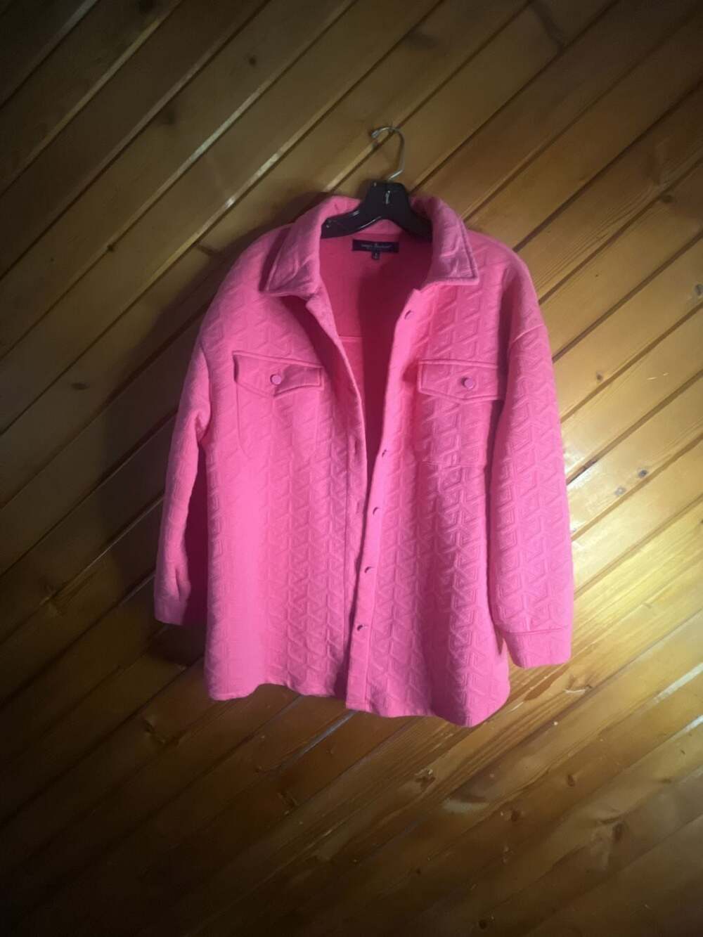 Simply Southern Pink Geometric Quilted Shacket Jacket